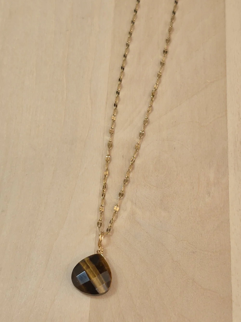 🤎💛NEW🤎💛 BEAUTIFUL!! SS Natural Stone Faceted TIGER EYE Pendant Necklace